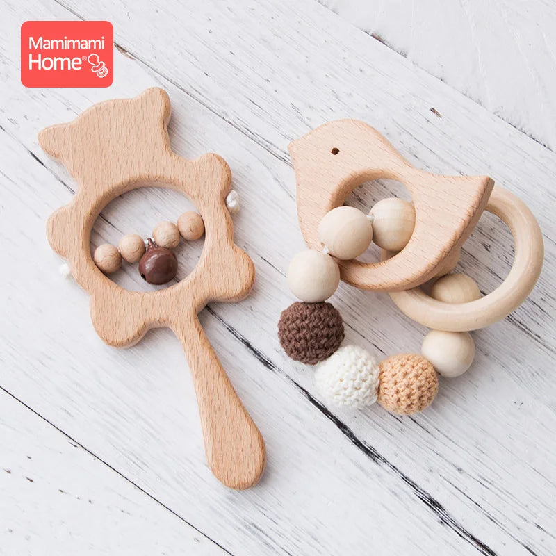 Set Baby Toys In Natual  Wood