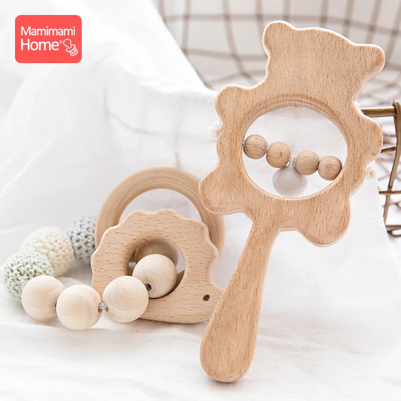 Set Baby Toys In Natual  Wood