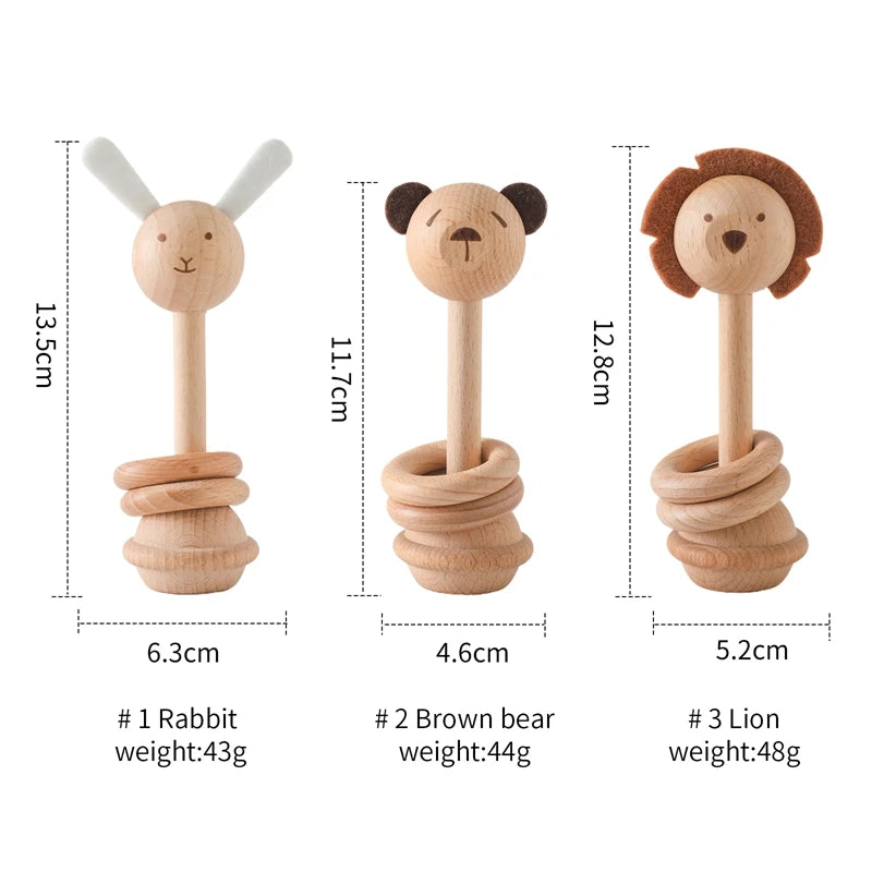 Rattles Toys Beech Wooden