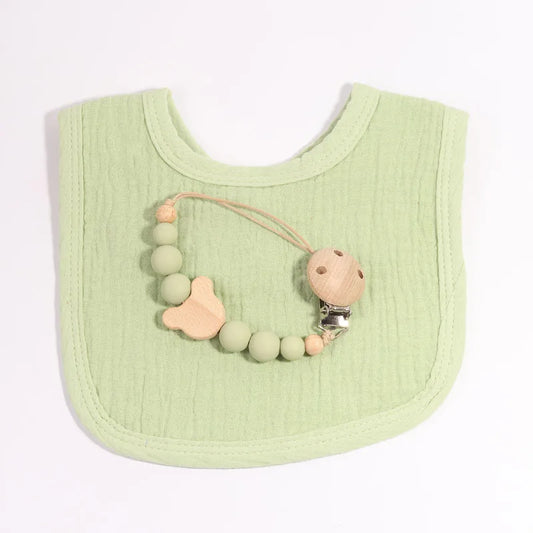 Bibs and Pacifier Chain Set Cotton